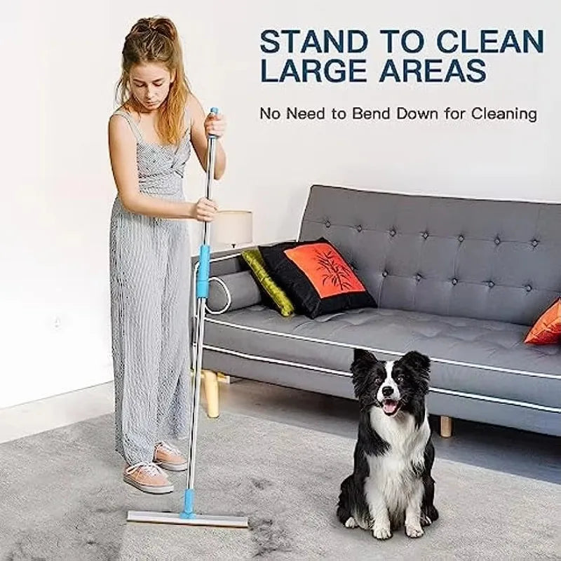 Pet Hair Remover Set – 3-in-1 Carpet Rake Tool with Telescopic Handle for Dog & Cat Fur Cleaning