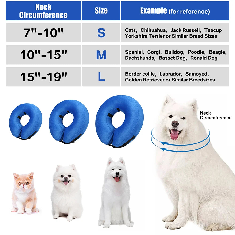 Inflatable Dog Recovery Collar – Soft Protective After Surgery E-Collar for Dogs and Cats