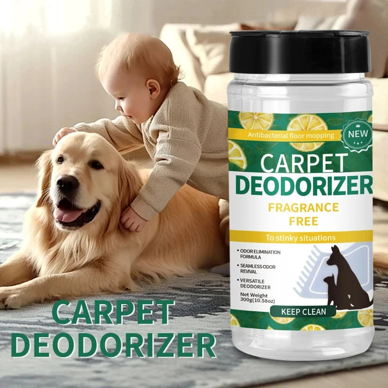 Carpet Deodorizing Powder – Powerful Pet Odor Eliminator & Lemon Carpet Freshener for Rugs, Sofas & Mattresses