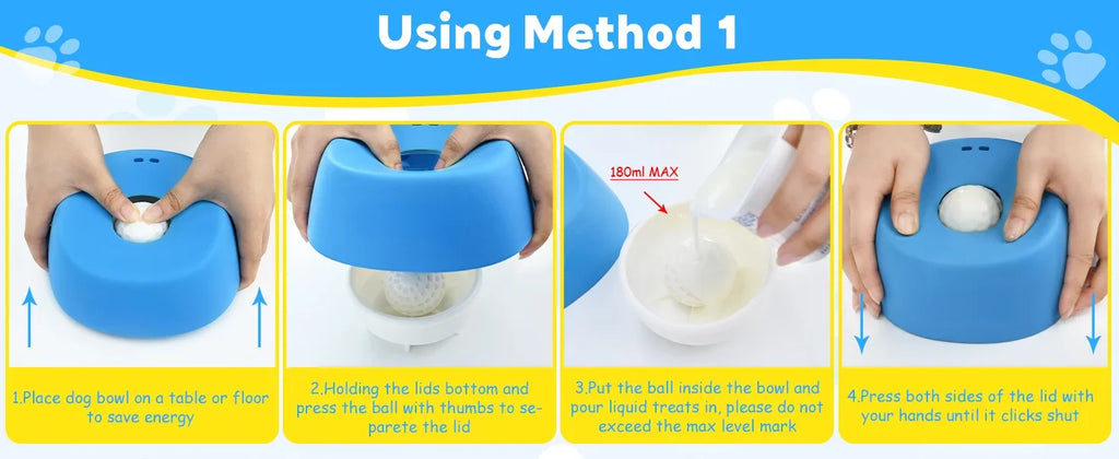 Slow Feeder Lick Bowl for Dogs – Spill-Resistant Lick Mat with Rolling Ball