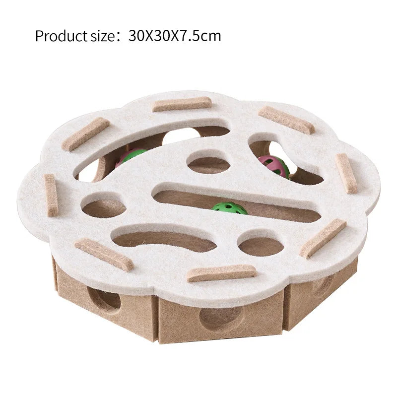 Interactive Cat Puzzle Toy – Felt Tunnel Maze Box with Bell Ball for Indoor Play