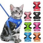 Adjustable Cat and Dog Harness Vest with Leash | Breathable Reflective Mesh Walking Harness for Small Medium Pets