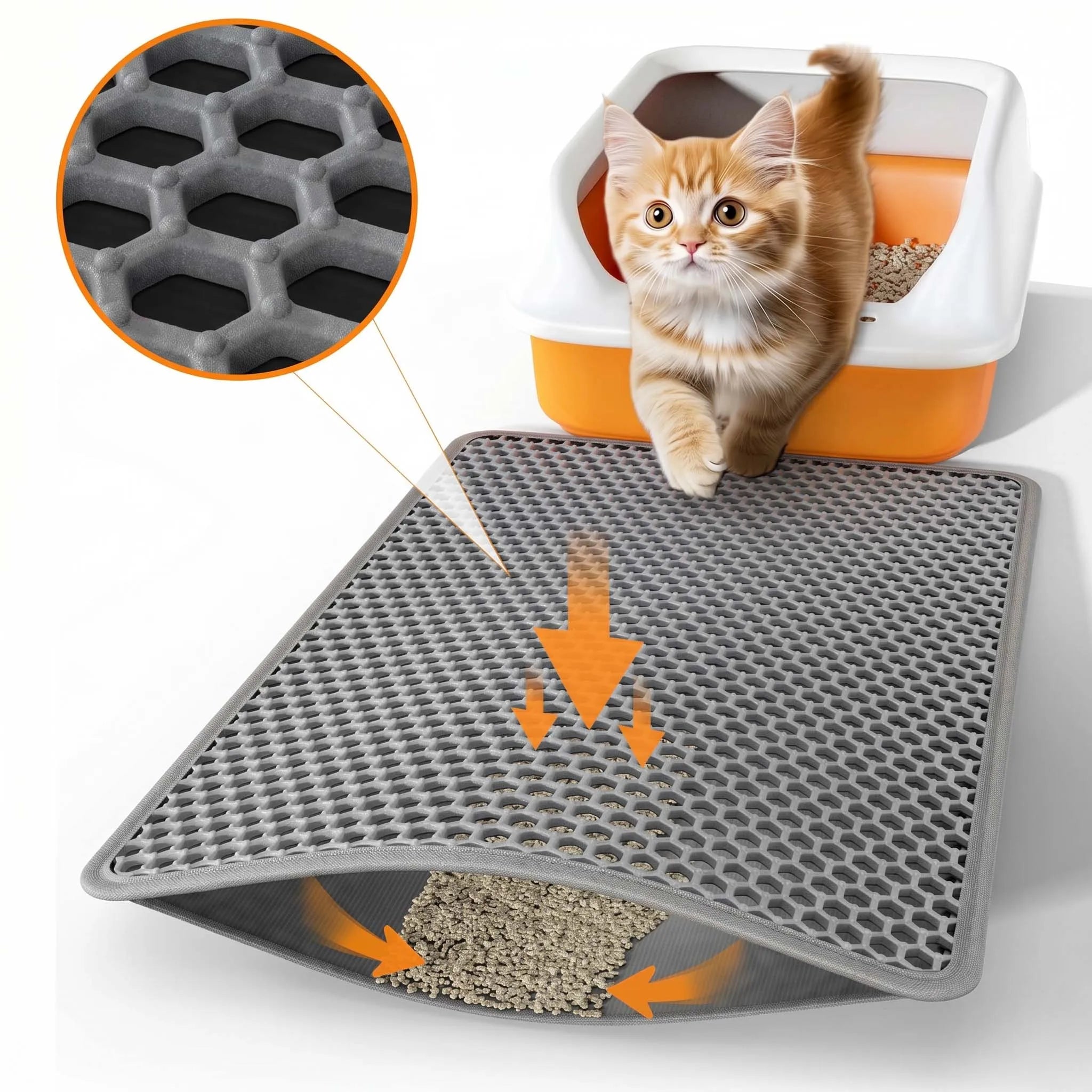 Waterproof Double Layer Cat Litter Mat – EVA Litter Trapping Pad with Non-Slip Design for Cat Litter Boxes