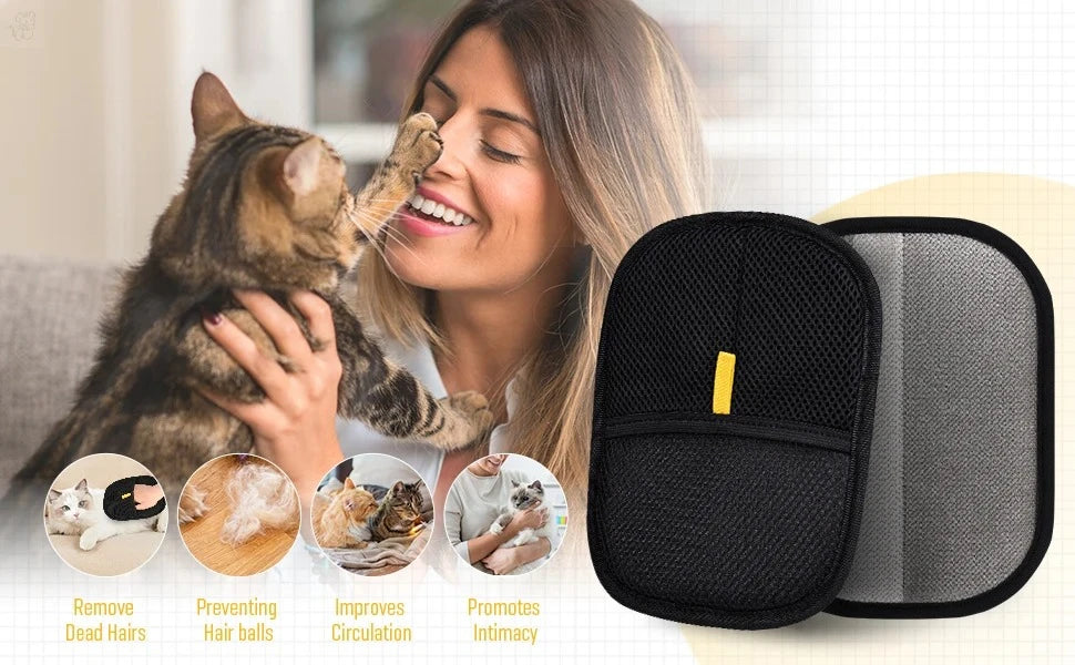 Reusable Pet Hair Removal Gloves – Double-Sided Static Grooming & Fur Cleaner for Dogs & Cats