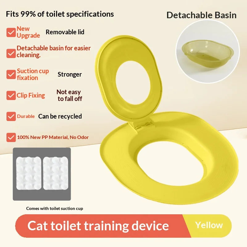 Reusable Cat Toilet Training Kit – Plastic Cat Toilet Trainer Seat for Litter-Free Potty Training Cats and Kittens