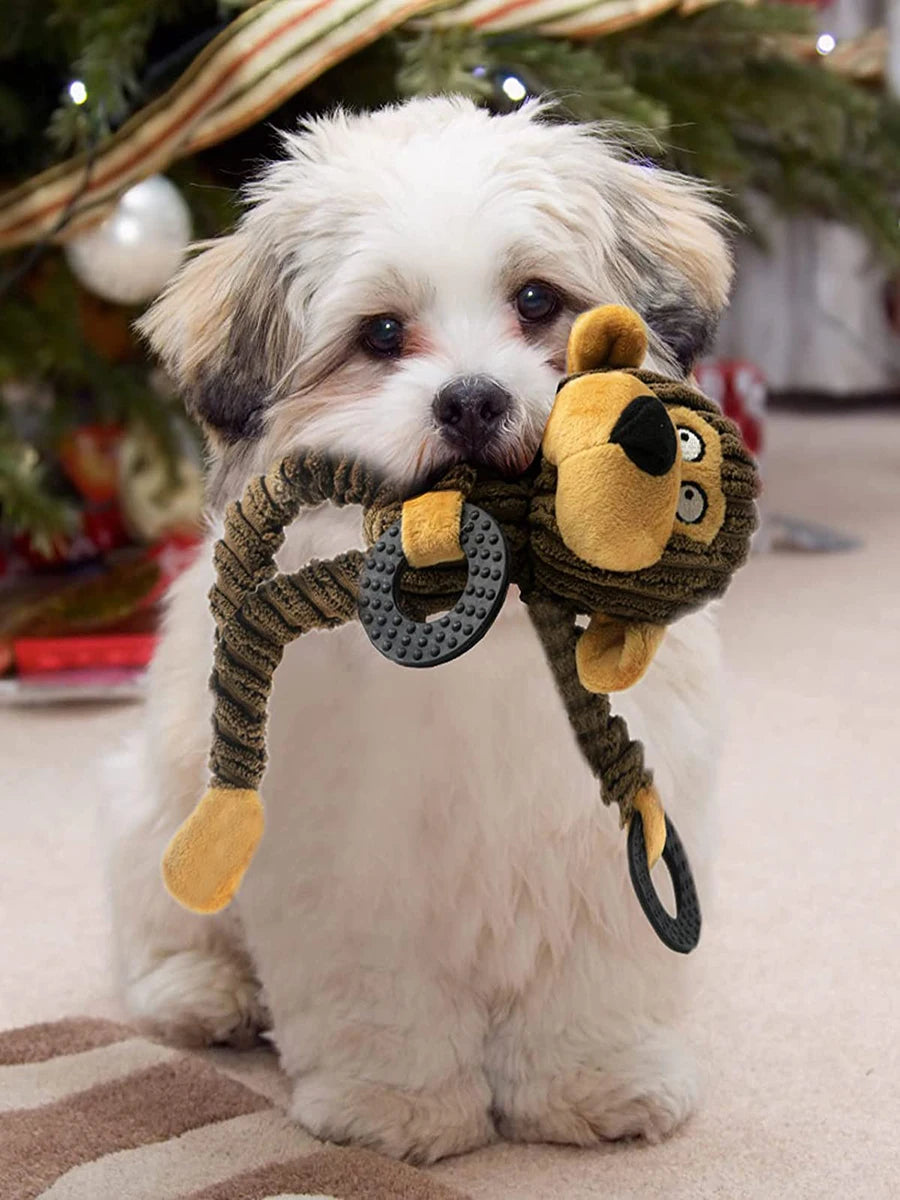 Squeaky Plush Puppy Toy – Cute Monkey Chew Toy for Teething, Training & Interactive Play