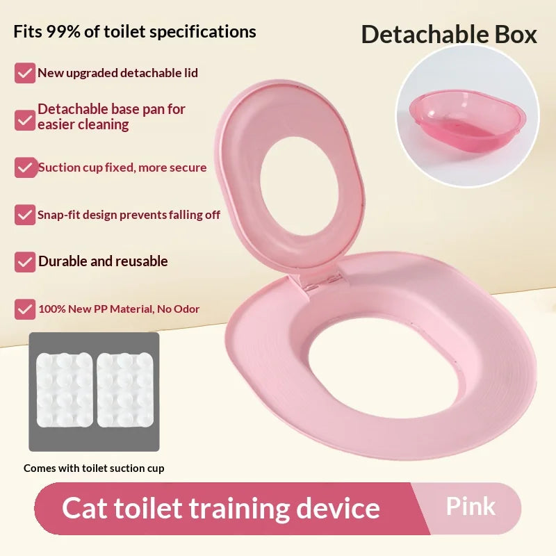 Reusable Cat Toilet Training Kit – Plastic Cat Toilet Trainer Seat for Litter-Free Potty Training Cats and Kittens