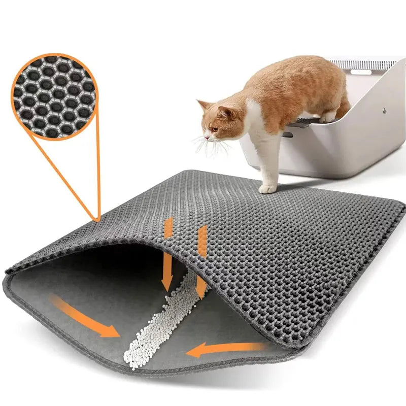 Waterproof Double Layer Cat Litter Mat – EVA Litter Trapping Pad with Non-Slip Design for Cat Litter Boxes