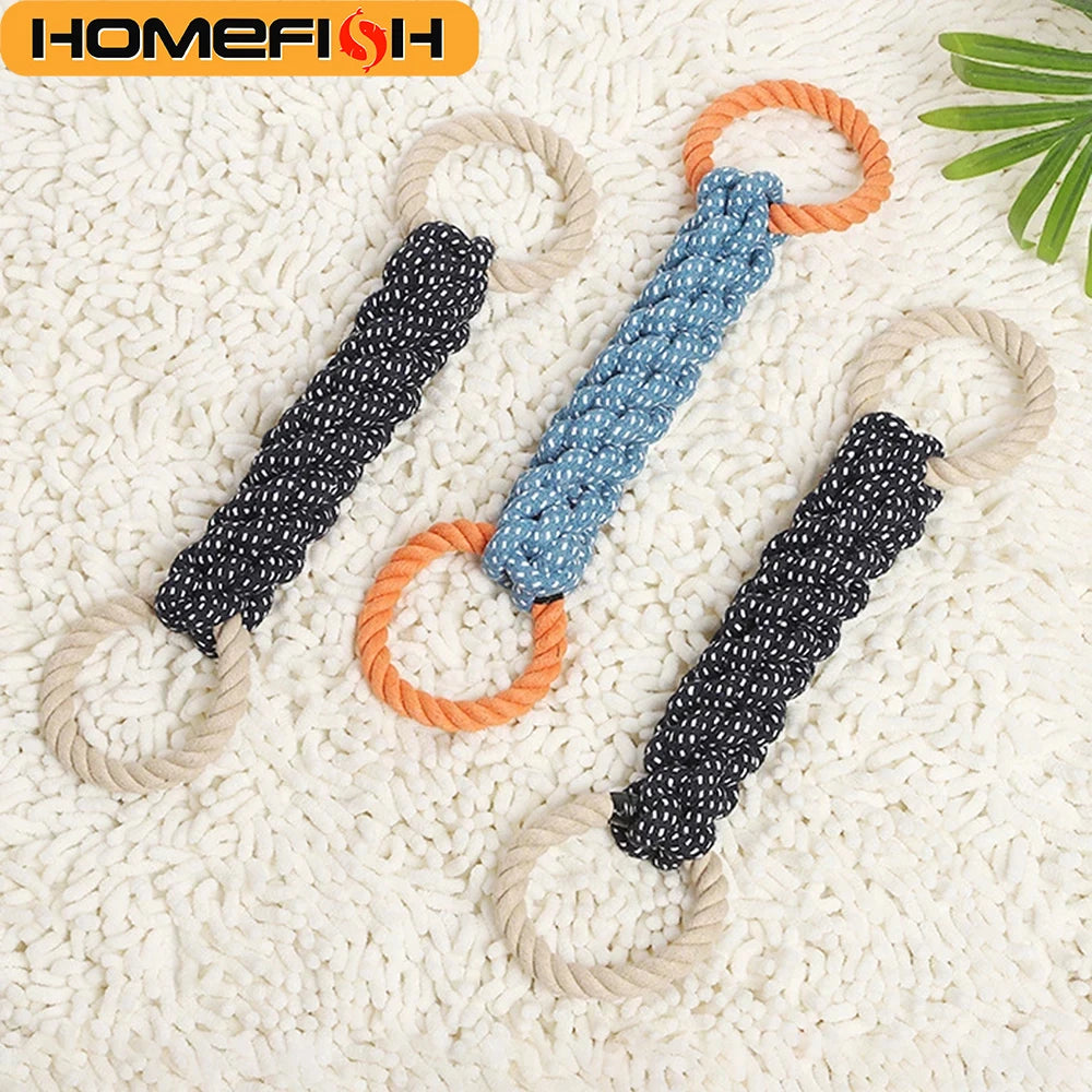 Double Ring Cotton Blend Dog Rope Toy – Durable Bite Resistant Tug and Teeth Cleaning Chew Toy for Medium and Large Dogs