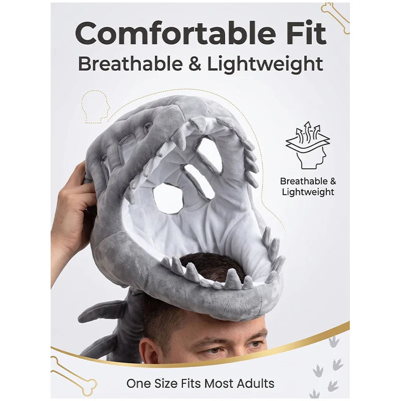 Funny T-Rex Skeleton Plush Hat – Dinosaur Bone Fossil Costume Headwear