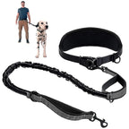 Hands Free Dog Leash Dog Waist Leash With Lumbar Support Belt Multifunctional Extendable Dog Leash Reflective Bungee Leash Black