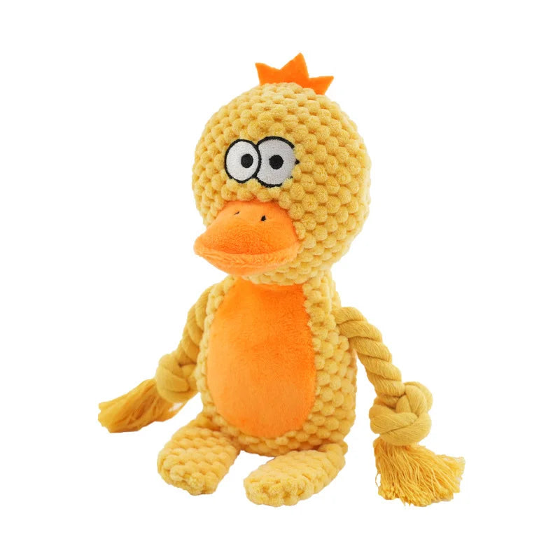 Cute Animal Rope Dog Toy – Plush Squeaky Knot Chew Toy for Puppies and Dogs (Rabbit Monkey Cartoon)