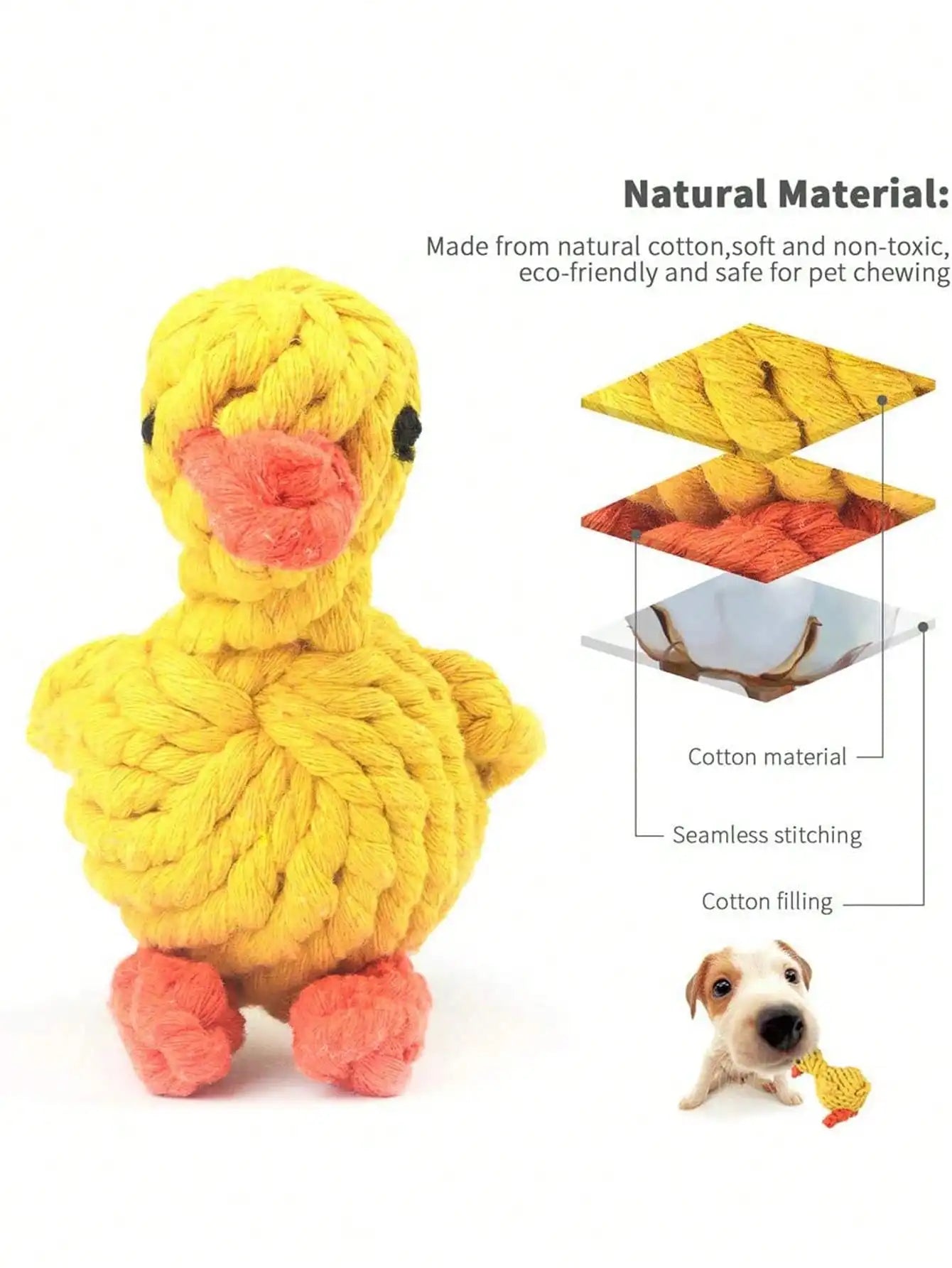 Hand-Woven Cotton Rope Knot Dog Toy – Bite Resistant Teeth Cleaning Chew Toy for Small and Medium Dogs