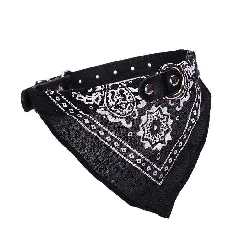 PU Leather Cat and Dog Collar with Scarf – Adjustable Puppy Collar for Chihuahua, Corgi, Cats and Small Medium Dogs
