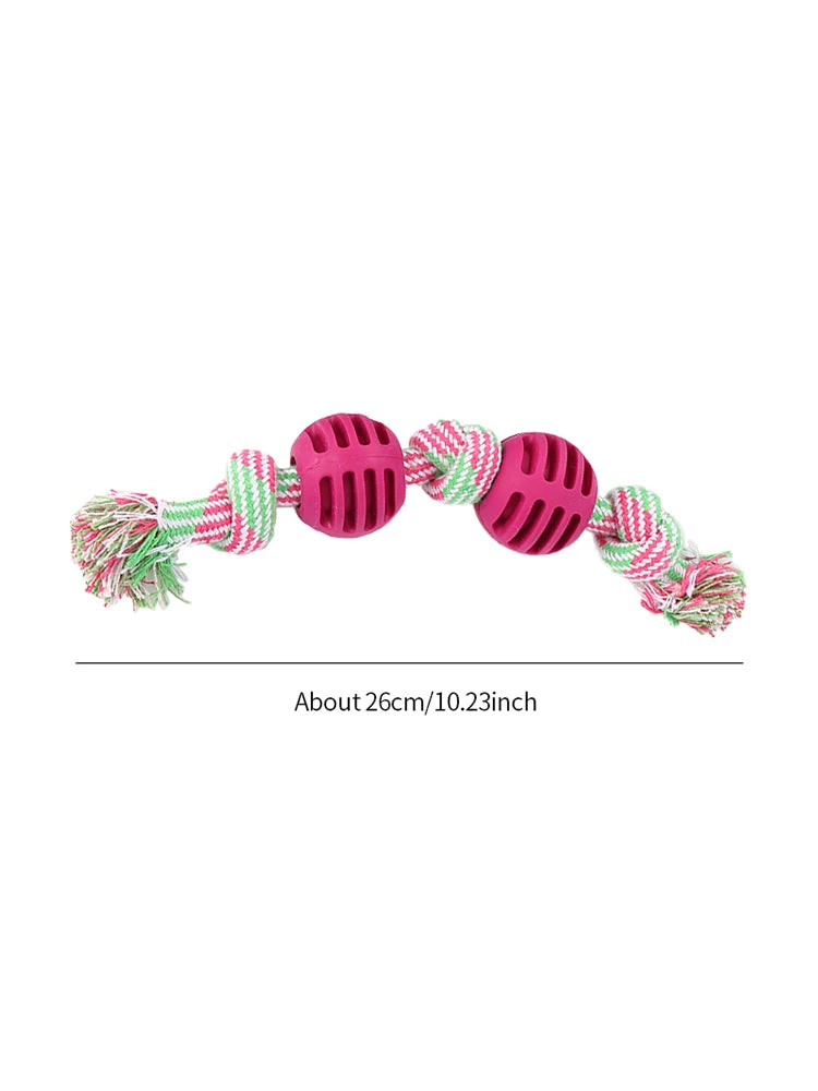 Double Knot Rope Ball Dog Toy – Cotton Chew Toy for Teeth Cleaning, Tug Play & Dental Care