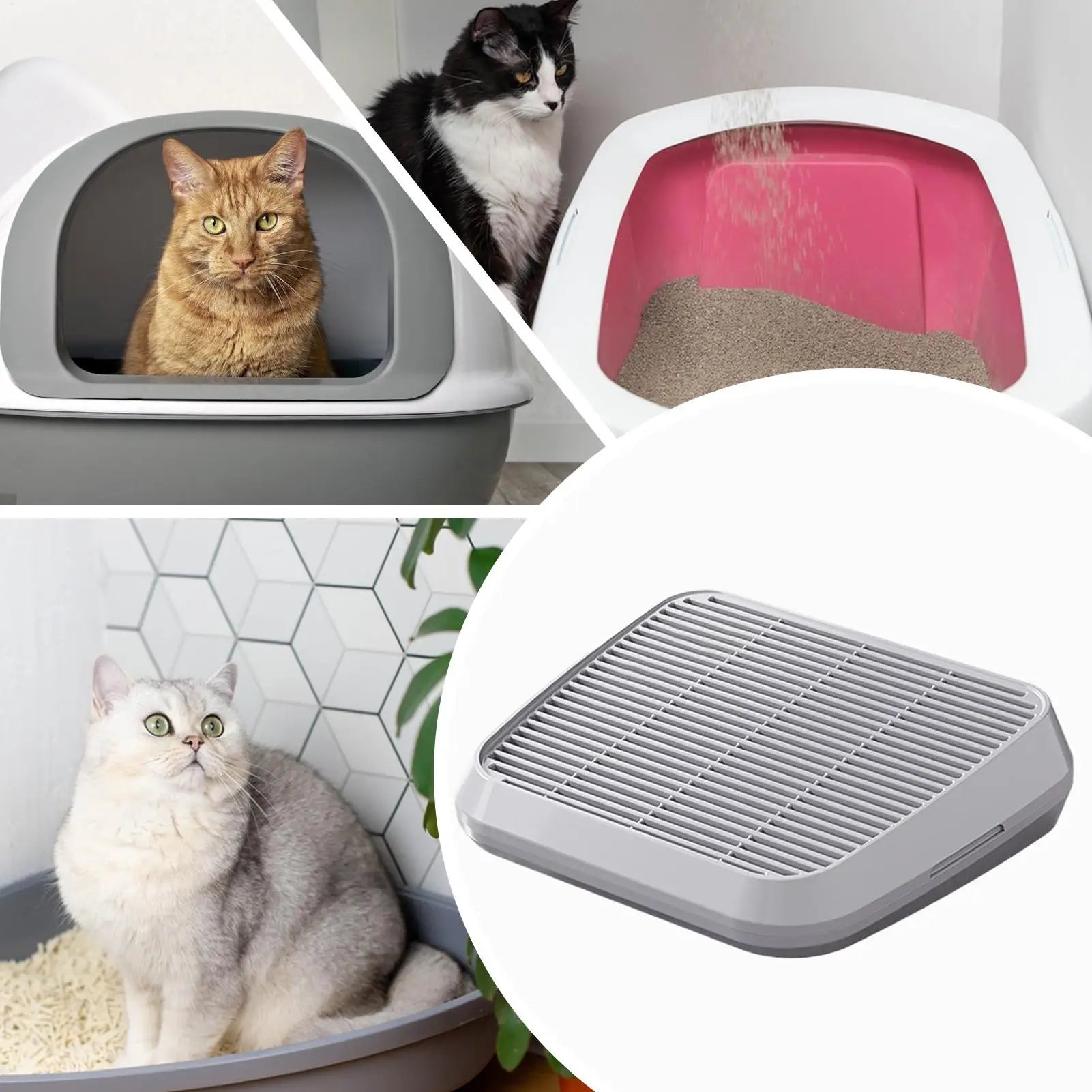 Cat Litter Box Step and Litter Catcher Ramp – Anti-Tracking Non-Slip Litter Mat with Filter Function for Easy Cleaning