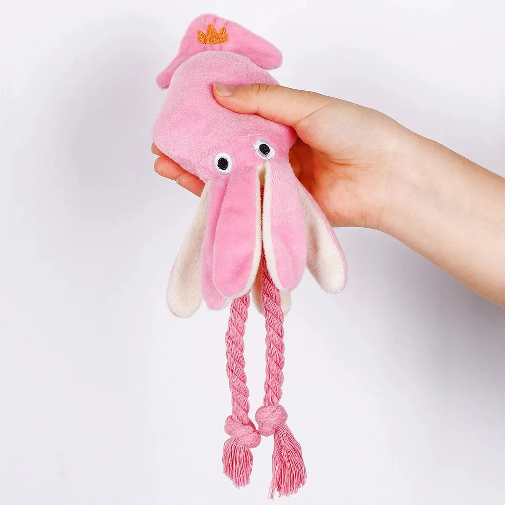 Octopus Plush Rope Dog Toy – Bite Resistant Interactive Squeaky Chew Toy for Small Medium Large Dogs