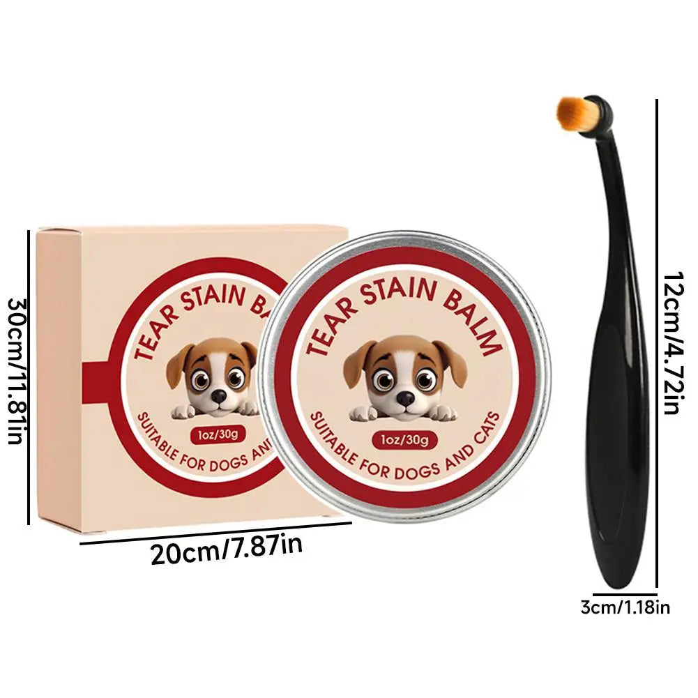 Pet Tear Stain Remover Paste for Dogs and Cats – Gentle Eye Cleaner and Eye Booger Remover with Soft Brush
