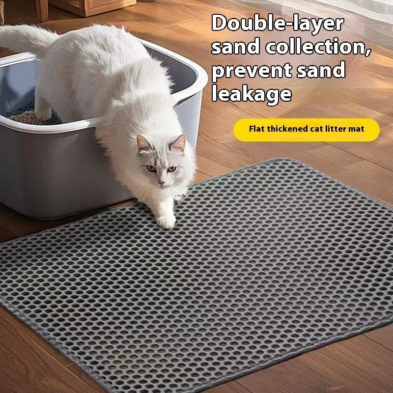Premium 2-Layer Cat Litter Mat – Waterproof EVA Litter Trapping Mat with Non-Slip Base for Indoor Cats and Kittens