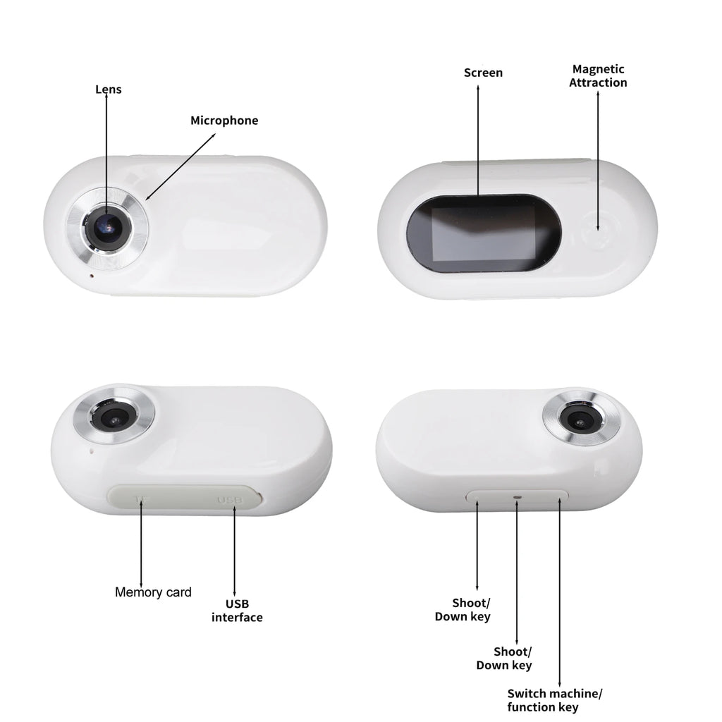 Pet Action Camera 170° Wide-Angle Pet Collar Camera Full HD 1080P Supports Memory Cards USB Rechargeable Portable For Dogs