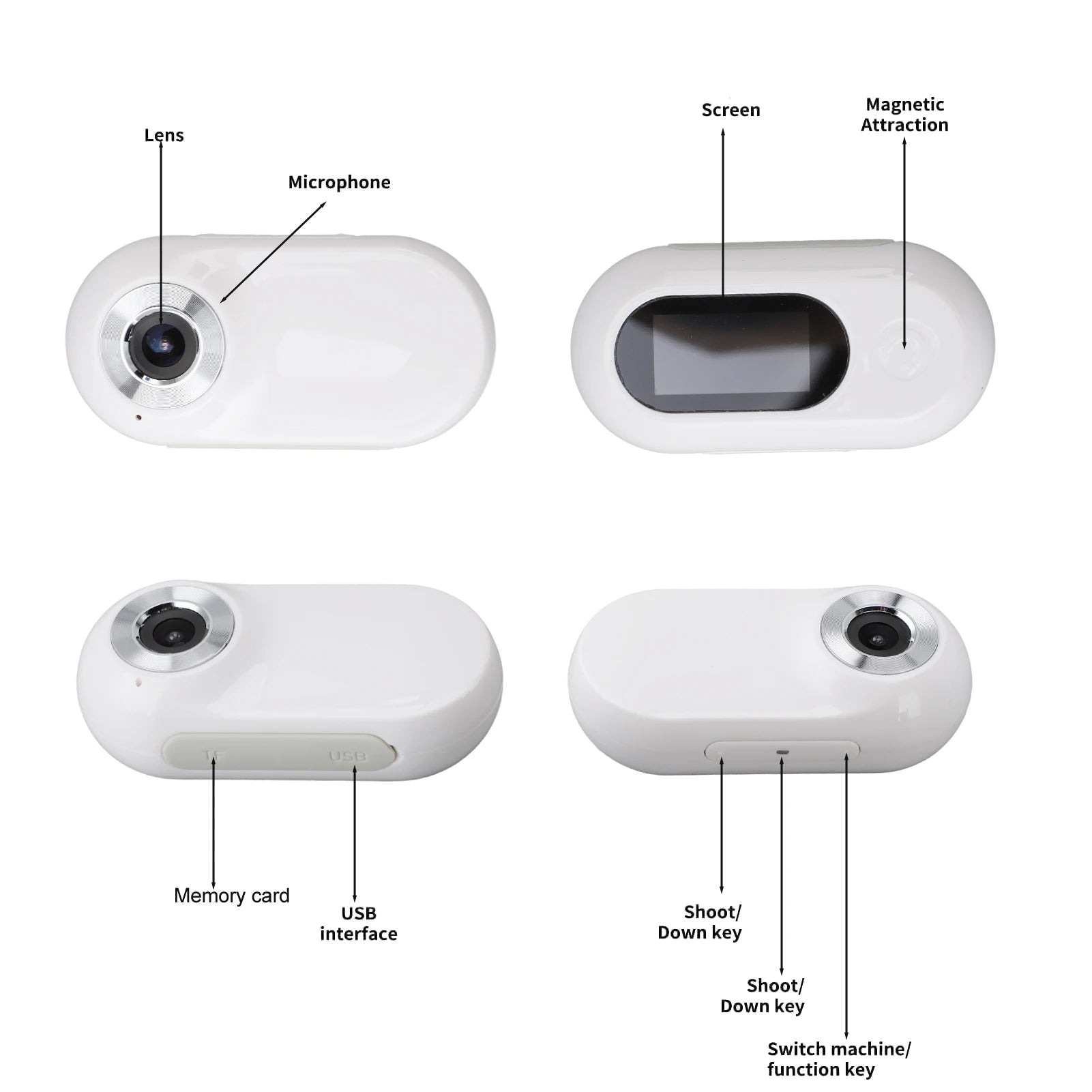 Pet Action Camera 170° Wide-Angle Pet Collar Camera Full HD 1080P Supports Memory Cards USB Rechargeable Portable For Dogs