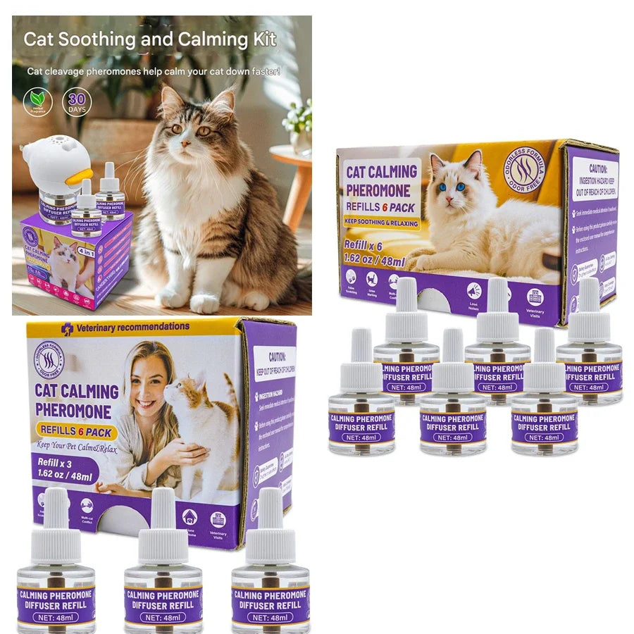 4-in-1 Pet Pheromone Diffuser for Cats andDogs | Electric Stress Relief & Calming Odorless Diffusion Set
