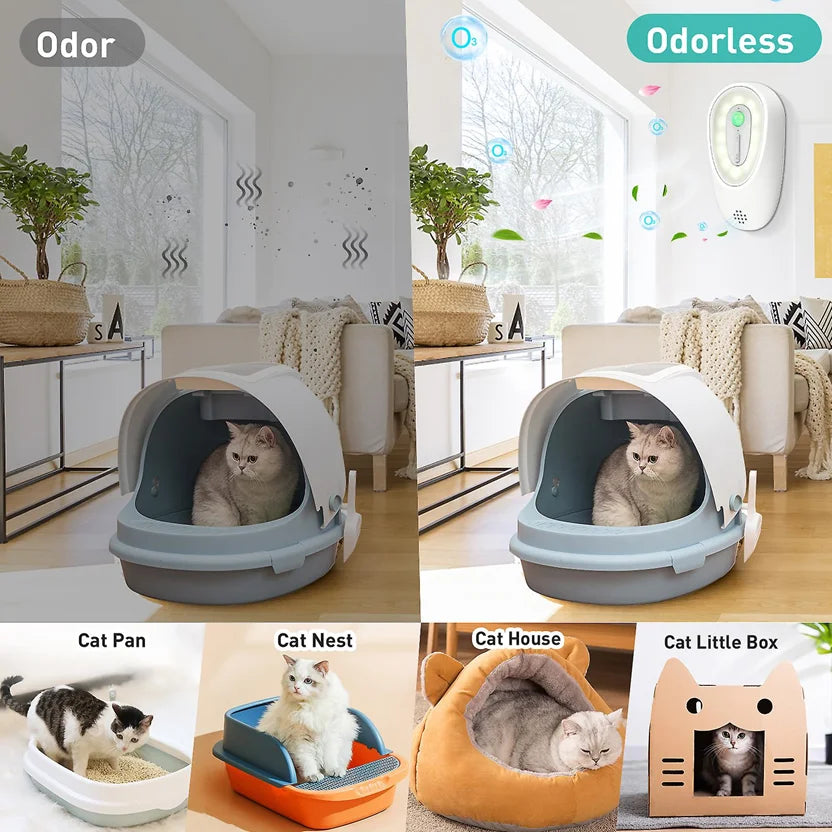 Smart Pet Odor Purifier for Cats & Dogs – Rechargeable Litter Box Deodorizer, Air Cleaner & Motion Sensor Freshener