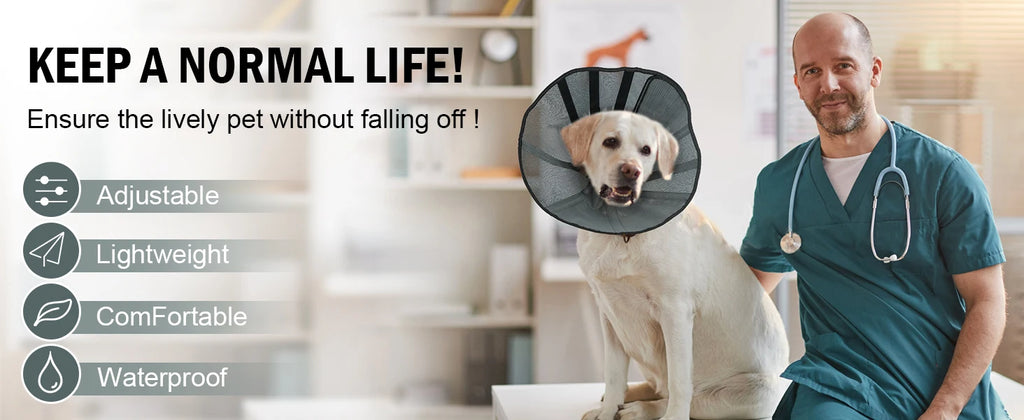 Soft Dog Cone Collar for Large and Extra Large Dogs | Adjustable Recovery E-Collar Alternative After Surgery