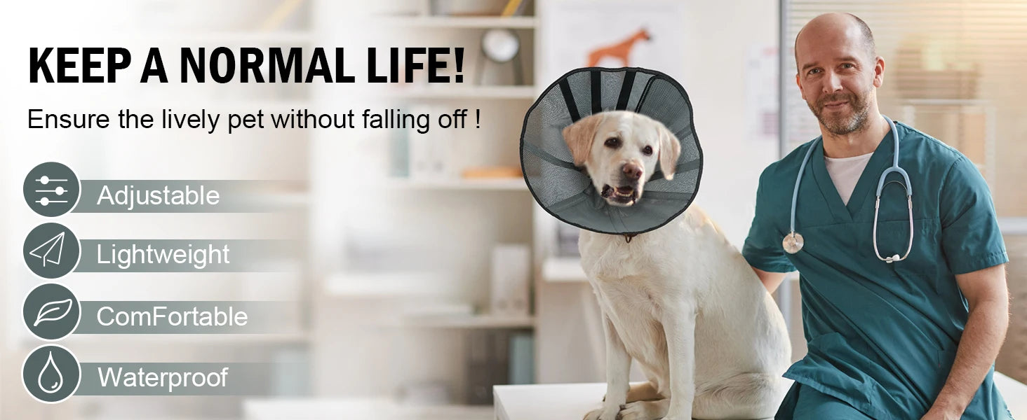 Soft Dog Cone Collar for Large and Extra Large Dogs | Adjustable Recovery E-Collar Alternative After Surgery
