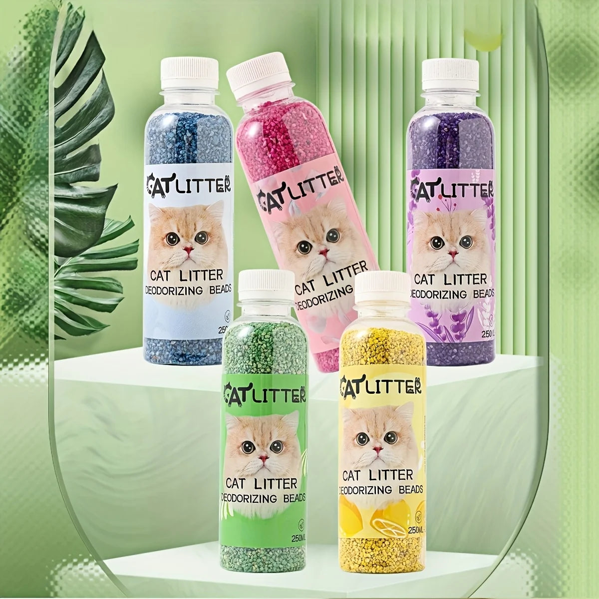 Cat Litter Deodorizing Beads 250ml – Litter Box Odor Eliminator & Pet Odor Neutralizing Freshener