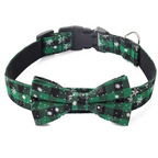 Christmas Plaid Dog Collar with Bow Tie and Snowflake Design | Adjustable Holiday Pet Collar for Small Large Dogs and Cats