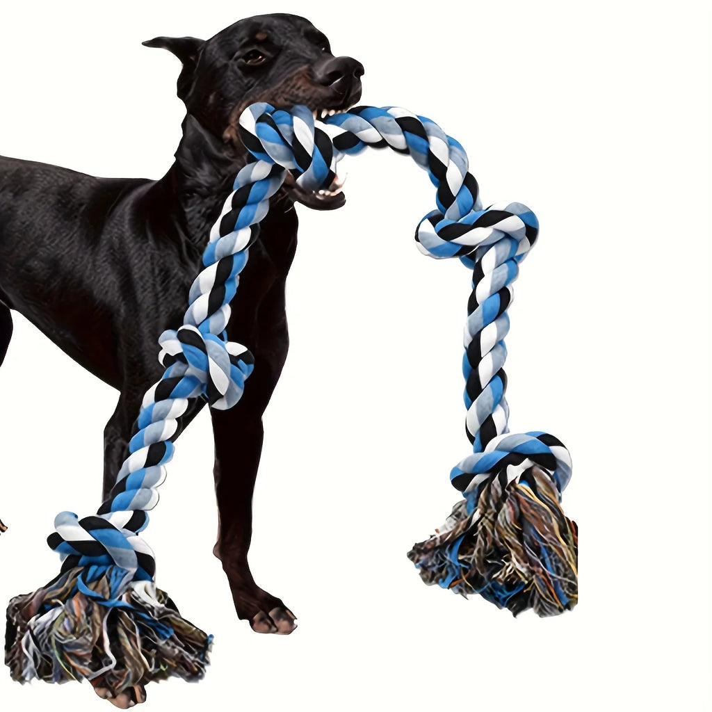 Heavy Duty Dog Rope Toy for Aggressive Chewers – Extra Long Cotton Chew & Teeth Cleaning Tug Toy