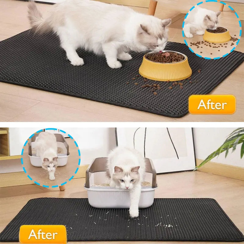 Waterproof Double Layer Cat Litter Mat – EVA Litter Trapping Pad with Non-Slip Design for Cat Litter Boxes