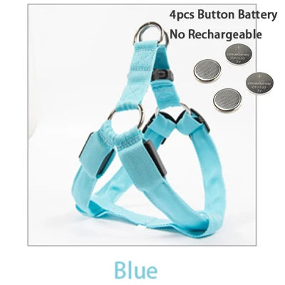 LED Dog Harness USB Rechargeable – Adjustable Flashing No Pull Safety Harness with Reflective Lights for Small, Medium & Large Dogs
