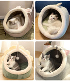 Foldable Deep Sleep Cat Bed Cave – Washable Cartoon Pet House for Cats & Small Dogs