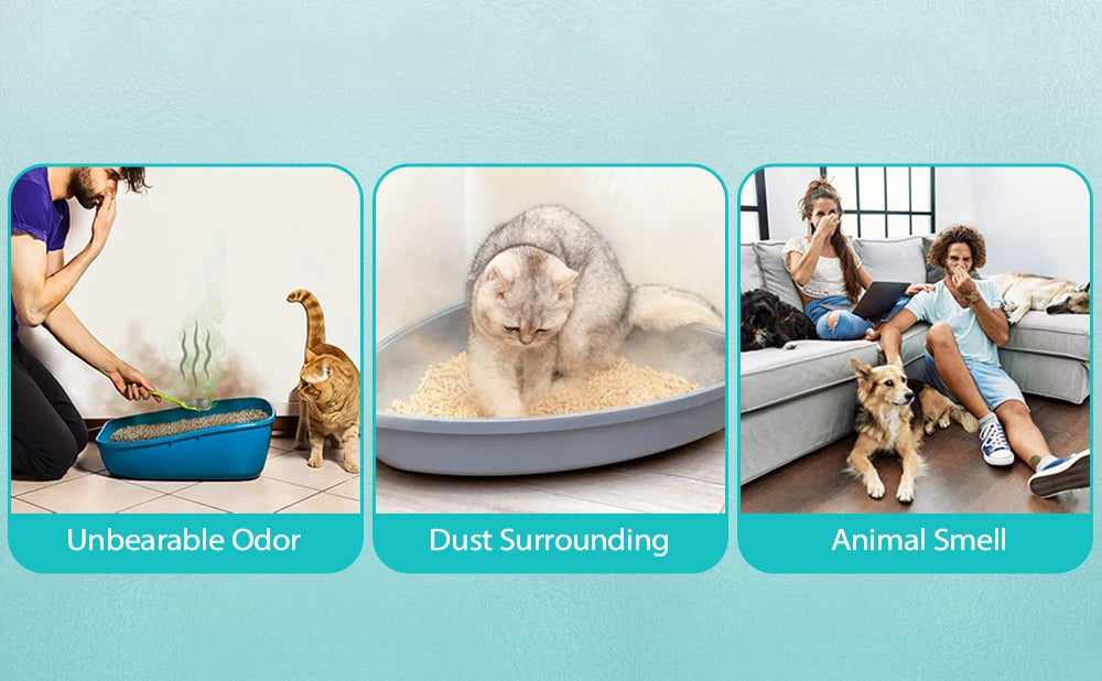 DownyPaws Smart Cat Odor Purifier 4000mAh – Rechargeable Litter Box Deodorizer and Pet Air Purifier