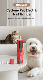 ROJECO Electric Pet Nail Grinder – Rechargeable Dog & Cat Nail Trimmer with LED Light, 7-Speed Adjustable Quiet Paw Grooming Tool