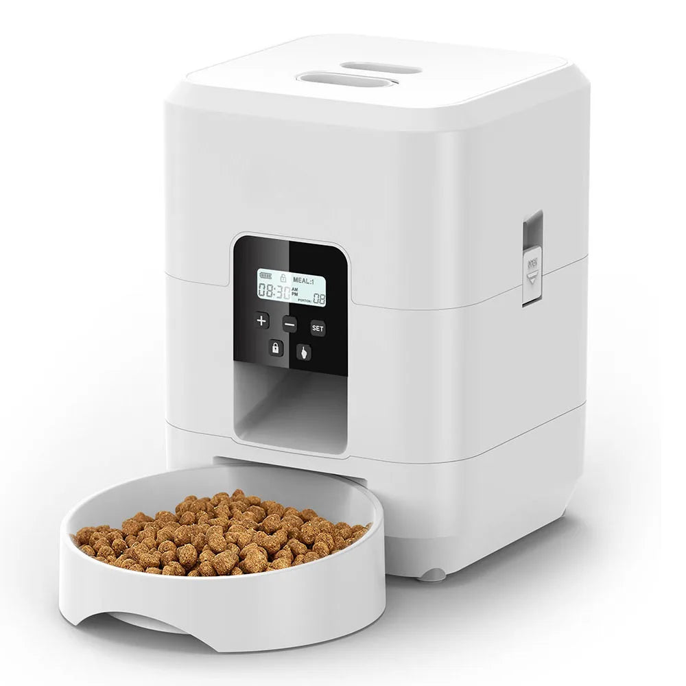 Smart Automatic Cat & Dog Feeder – Timed Portion Control Pet Food Dispenser with LCD Display, Programmable Scheduling & Slow Feeding Bowl