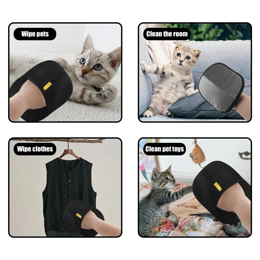 Reusable Pet Hair Removal Gloves – Double-Sided Static Fur Cleaner for Dogs, Cats & Carpets