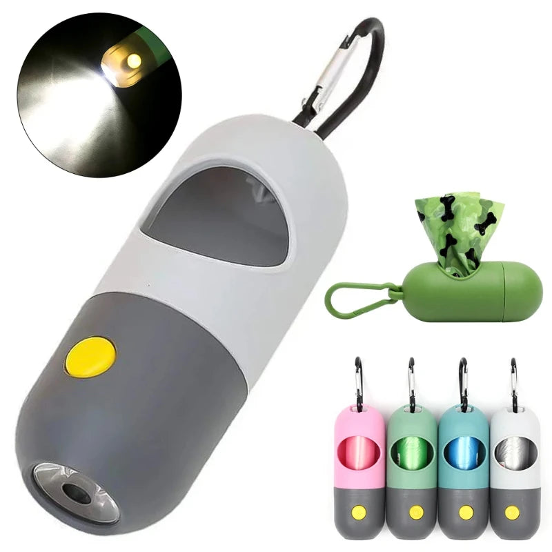 LED Dog Poop Bag Dispenser with Light – Portable Pet Waste Bag Holder