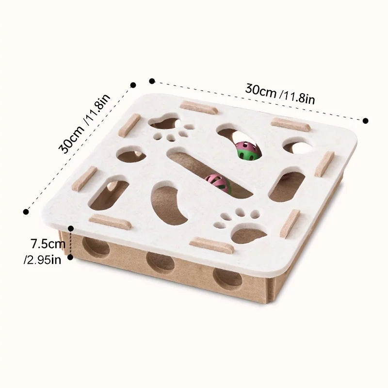 Interactive Cat Puzzle Toy – Felt Tunnel Maze Box with Bell Ball for Indoor Play