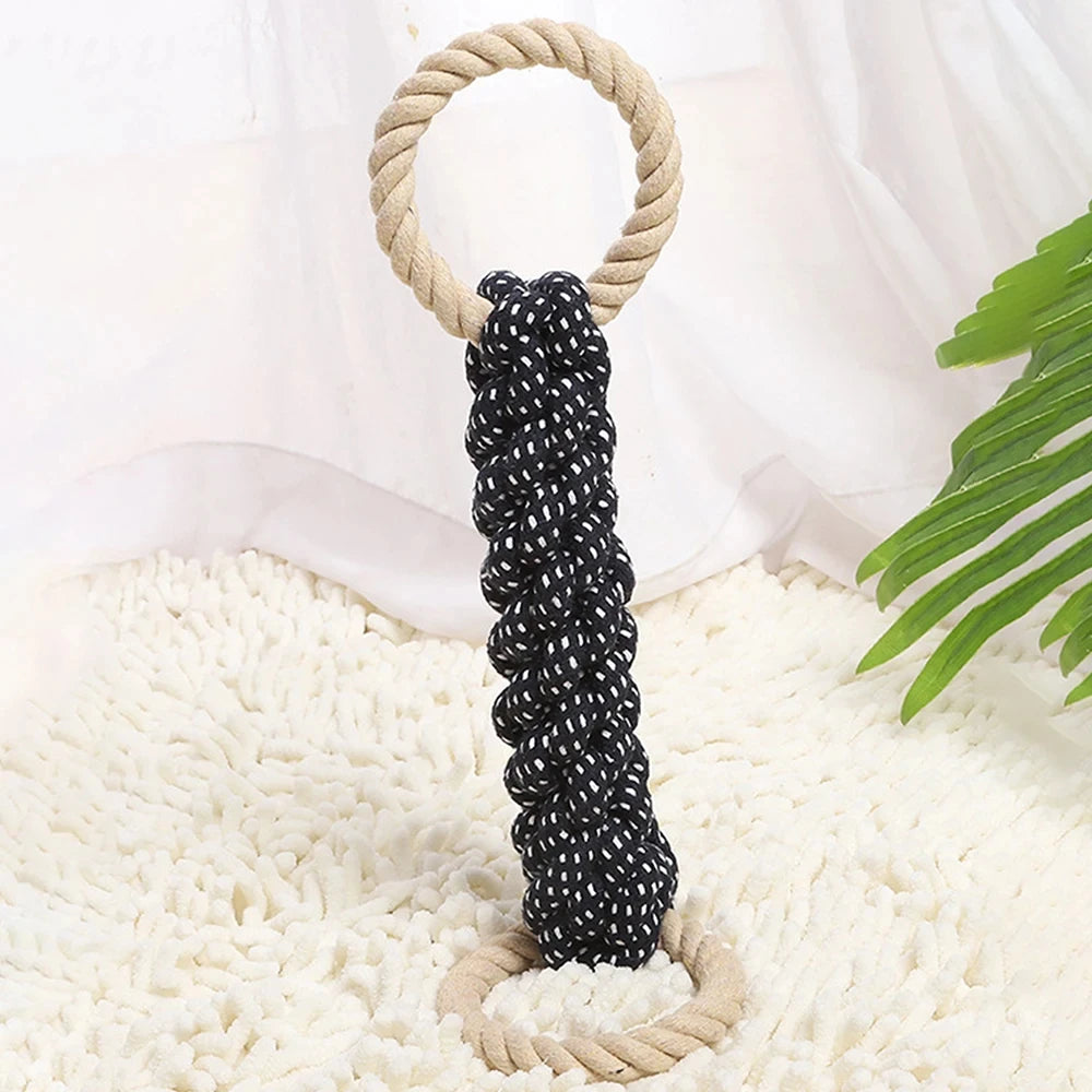 Double Ring Cotton Blend Dog Rope Toy – Durable Bite Resistant Tug and Teeth Cleaning Chew Toy for Medium and Large Dogs