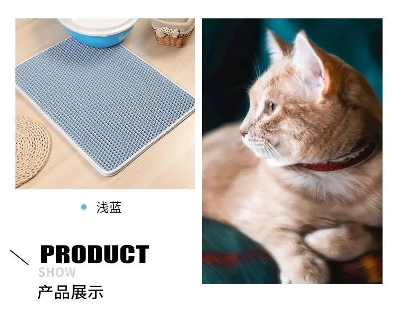 Non-Slip Waterproof Double Layer Cat Litter Mat – Washable Pet Litter Catcher Pad for Clean Home