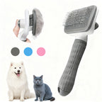 Pet Grooming Brush Self Cleaning Slicker Comb for Dogs Cats - Stainless Steel Needle Deshedding Tool Remove Floating Hair Knots