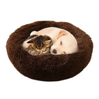 Warm Faux Fur Calming Donut Pet Bed for Cats & Small Dogs – Washable Plush Sleeping Cushion