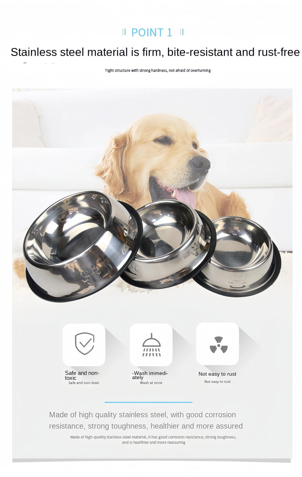 Stainless Steel Pet Bowl – Durable & Easy to Clean (6 Sizes)