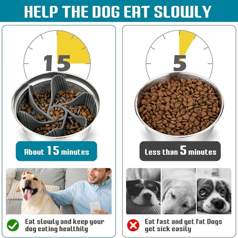 Silicone Slow Feeder Insert for Dog Bowl – Suction Cup Anti-Choking Feeding Aid
