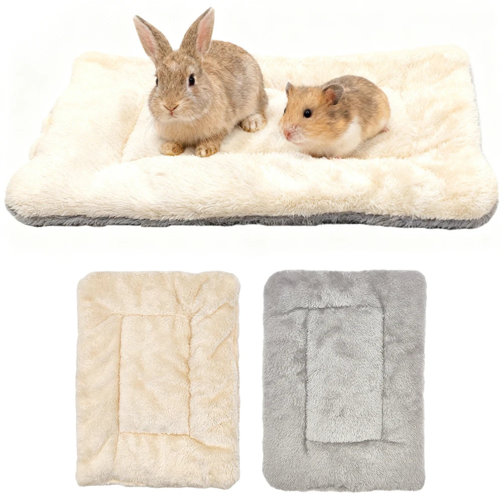 Reversible Plush Winter Pet Bed Mat for Small Animals | Soft Warm Sleeping Pad for Hamsters, Rabbits and Cats