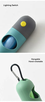 LED Dog Poop Bag Dispenser with Light – Portable Pet Waste Bag Holder