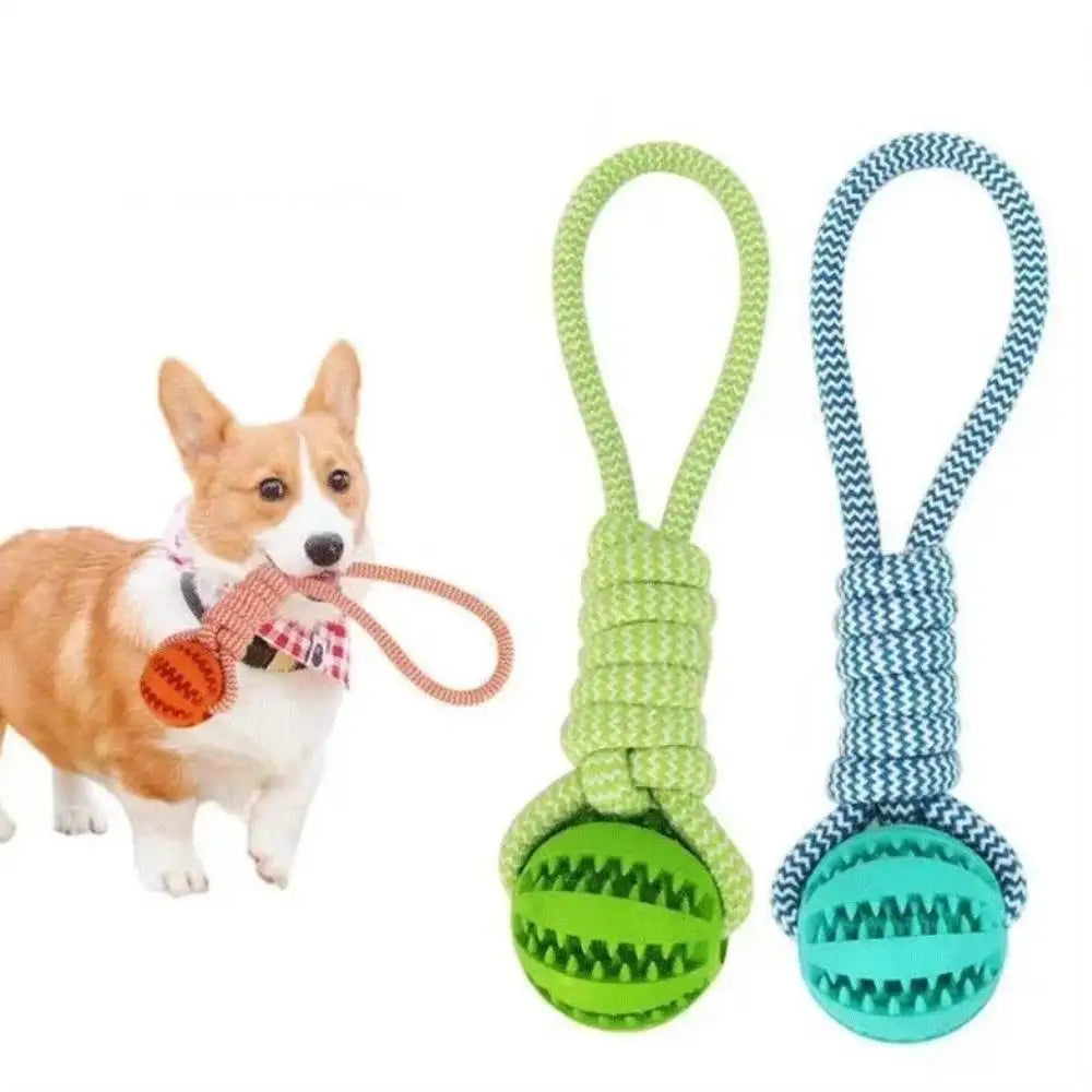 Interactive Cotton Rope Treat Ball Dog Toy – Bite Resistant Teeth Cleaning Training and Puzzle Feeding Toy